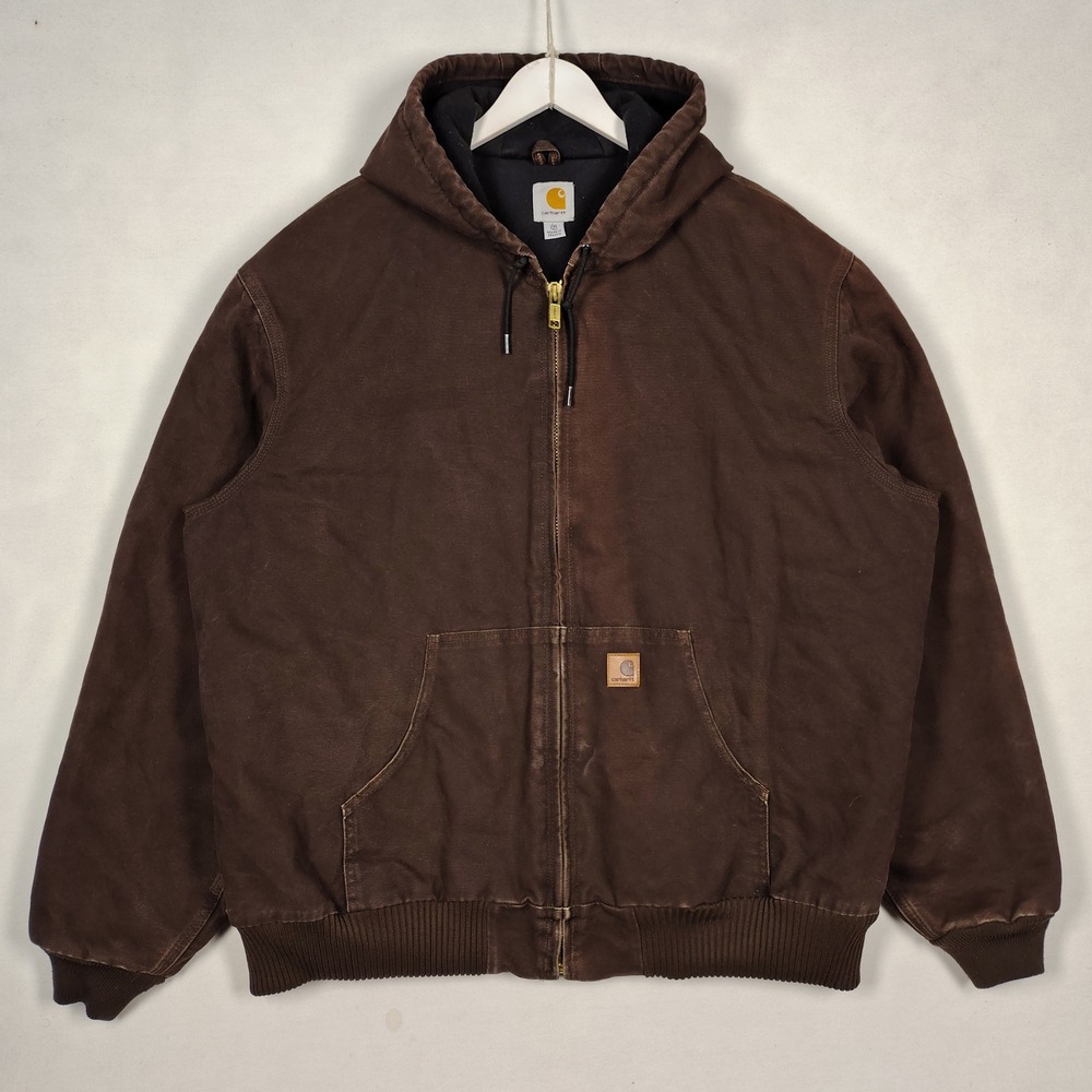 Carhartt J141 DKB Sierra Sherpa Lined Sandstone Duck Jacket Mens Medium Brown
